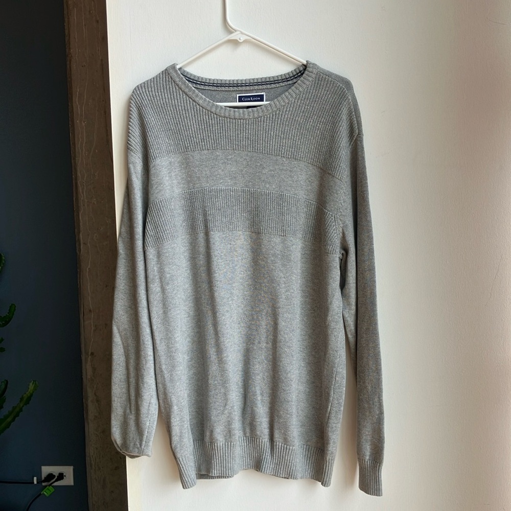 Club Room Large Grey Cotton Sweater